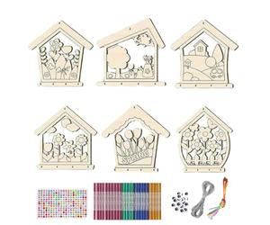 Crea un campanilla eólica, crea tu propio campanilla eólica - Kit de 12 campanillas eólicas, proyectos de primavera para, adornos de madera sin terminar, creación de pajareras de gato,