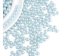 Creación Diy - Lote de 100 perlas sin agujeros redondas, acrílico, color azul claro nacarado, diámetro de 8 mm, sin perforar