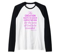 Creación Espera a Dios Niños Oración Bíblica Grupo Romanos 8:19 Camiseta Manga Raglan