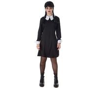Creaciones Llopis Addams - Disfraz de miércoles para mujer, vestido de miércoles de Addams para mujer (S, negro)