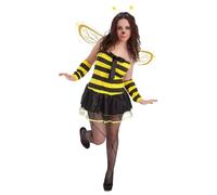 Creaciones Llopis Disfraz Adulto Abeja con Lazo Talla L - Vestido, Guantes, Alas y Antenas