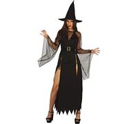Creaciones Llopis Disfraz de Bruja Sexy para Mujer | Disfraz Adulto Bruja Cortes Sexy. Incluye vestido, cinturón y sombrero. Talla Adulto M
