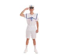 Creaciones Llopis Disfraz de Marinero Blanco para Hombre | Disfraz de Marinero para Adulto. Incluye pantalones, cuello y gorro. Talla Adulto XL