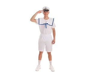 Creaciones Llopis Disfraz de Marinero Blanco para Hombre | Disfraz de Marinero para Adulto. Incluye pantalones, cuello y gorro. Talla Adulto XL