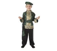 Creaciones Llopis Disfraz de Paje Real para Niños, Disfraz de Paje Melchor, Gaspar y Baltasar para Niños (Verde, 10-12 años)