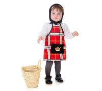 Creaciones Llopis Disfraz Delantal Castañera Cuadros Rojos para Bebés y Niñas, Disfraz Castañera Niña (0-12 meses)