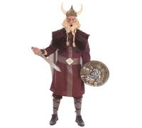 Creaciones Llopis Disfraz Vikingo T-L Adulto Talla L Incluye Vestido, Capa, Casco, Fajín y Polainas Multicolor