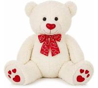 Creaciones Llopis Oso de Peluche Gigante 65 cm con Lazo Decorativo, Peluche Suave para Abrazar, Regalo Original para Niños, Adultos y Parejas Compañero de Abrazo y Decoración para Dormitorio (Blanco)