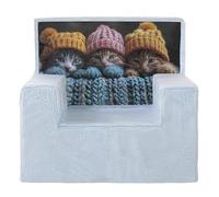 Creaciones Llopis Sillón Infantil Cuadrado para Niños y Niñas, Desenfundable, Fabricado en España (Coralina 3 Gatitos)