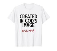 Creado A Imagen De Dios EST 1999 Edad Nacida Fe Cumpleaños Camiseta gráfica económica