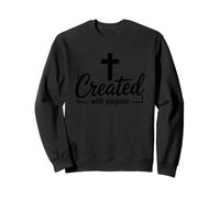Creado con propósito Cruz Cristiana Inspiración de fe Sudadera