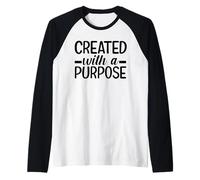 Creado con un propósito, Cita Cristiana de motivación de fe Camiseta Manga Raglan