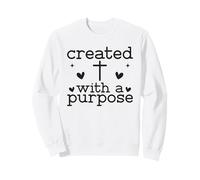 Creado con un propósito de Cruz Cristiana con Cita de fe Sudadera