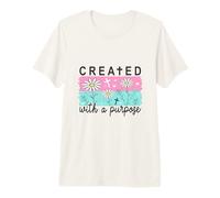 Creado con un propósito de Margaritas de fe Cristiana Camiseta Premium