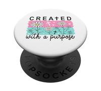 Creado con un propósito de Margaritas de fe Cristiana PopSockets PopGrip Adhesivo