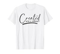 Creado con un propósito diseño Motivacional Camiseta gráfica económica, Hombre, Blanco, L