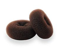 Creador de moños para el pelo, moño estilo anillo, 2 piezas de moño grande para cabello grueso y largo (grande, 3.5 pulgadas/marrón)