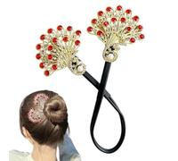 Creador para moños de mujer - Pinza para el pelo con diamantes de imitación de pavos de 46 g, herramienta para peinar donuts a la moda, accesorio para el cabello elegante, ayuda para la disposición