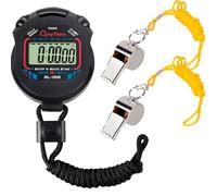 CREADY® Cronómetro Deportivo con 2 Silbatos de Acero Inoxidable, Cronometros Deportivos para Futbol, Natación o Atletismo, Cronometro Oposiciones, Ideal para Arbitro