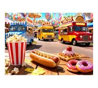 CREAFOMIFE Rompecabezas de 1000 Piezas para Adultos, Puzzle Grande de Alta Dificultad y Desafiante, Regalo para Amantes de los Puzzles, Parque de Atracciones y autobús de Comida rápida (70 x 51 cm)
