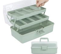 Creahaus Cajas de almacenamiento multiusos, 3 capas, 12,5 pulgadas (verde)