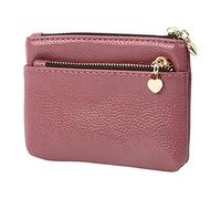 Creaher Monedero para mujer, de piel auténtica, mini monedero, pequeño con cremallera, compartimentos para tarjetas, rosa, 12.5x9x2cm, Simplicidad