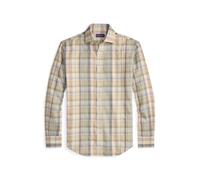 Cream Camisa de cáñamo y algodón con cuadros L