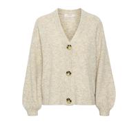 Cream- Cárdigan de Punto Oversize con Mangas Abullonadas- Knitwear- Mujer- Beige- M- Cárdigan de Punto Oversize con Mangas Abullonadas