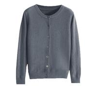 Cream Cashmere Cardigans for Women, Button up Open Front Crew Neck Sweaters, Lightweight Long Sleeve Turtleneck Kintted Sweater (Gray,XL)