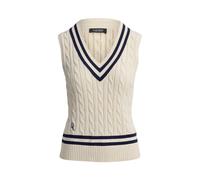 Cream Chaleco de algodón en punto de ochos L