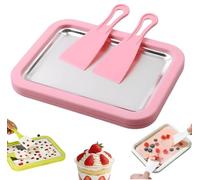 Cream Cream Maker, At-Home Rolled Ice Cream Maker Kit, DIY Homemade Sorbet, Instant Freeze Plate with 2 Scrapers, Frozen Yogurt Tray, Rolled Ice Cream Tray