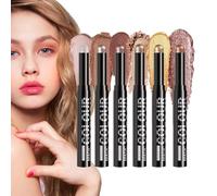 Cream Eyeshadow Pencil - Shimmer Eye Makeup Stick for Professional Look with for Holiday Party and Travel | 6 Shades Long-Wear Waterproof Glitter Eyeshadow Crayon, Lightweight Cosmetic Tool Kit