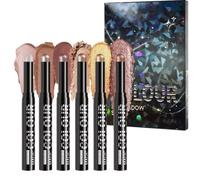 Cream Eyeshadow Stick Lightweight Eye Makeup Pen眼影棒套装6色高光棒珠光修饰提亮卧蚕笔懒人眼妆笔防水 | Lightweight Waterproof 6 Colors Glitter Eyeshadow Stick for Travel Party Daily Holiday Makeup
