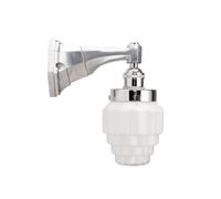 Cream Glass Wall Sconce Elegant Milk White Glass Wall Lamp Chrome Home Decor Lighting Fixture, Bauhaus Aluminum Art Wall Sconces For Bedroom Bedside Living Room Hallway CAF