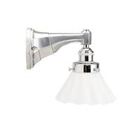 Cream Glass Wall Sconce Elegant Milk White Glass Wall Lamp Chrome Home Decor Lighting Fixture, Bauhaus Aluminum Art Wall Sconces For Bedroom Bedside Living Room Hallway CAF