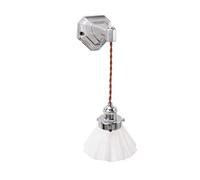 Cream Glass Wall Sconce Elegant Milk White Glass Wall Lamp Chrome Home Decor Lighting Fixture, Bauhaus Aluminum Art Wall Sconces For Bedroom Bedside Living Room Hallway CAF