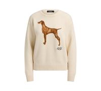 Cream Jersey de algodón con perro de intarsia M