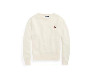 Cream Jersey de algodón Relaxed Fit bordado XL