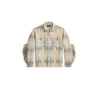Cream Sobrecamisa de jacquard con flecos XL