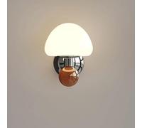 Cream Style Lamps Glass Mushroom Sconces with Three-Color Dimmable Iron Art Wall Light for Children's Room Bedroom Bedsid Hallway Background Wall(Red)