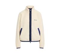 Cream Sudadera de felpa con cuello embudo L