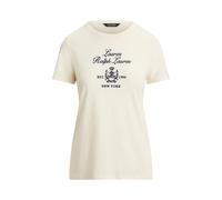 Cream Tallas Pequeña - Camiseta de punto con escudo bordado L