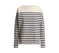 Cream Top de punto con rayas y cuello barco M