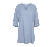 Cream - Túnica de Cachemira Azul con Cuello en V - Blouses & Shirts - Mujer - Azul - S -