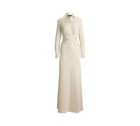 Cream Vestido de charmeuse plisado con botones 46