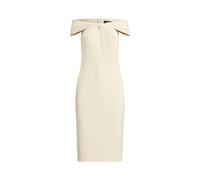 Cream Vestido de cóctel de crepé anudado 48