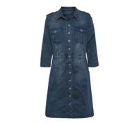 Cream - Vestido Uniforme de Mezclilla con Mangas ¾ - Dresses - Mujer - Azul - S -