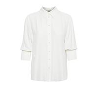 Cream Women's 3/4 Sleeve Regular Fit Button Up Blouse Shirt Collar Blusas, Chalk, 42 para Mujer