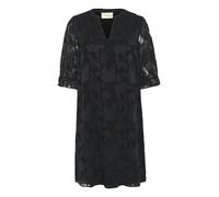 Cream Women's Dress V-Notch Neck Half Sleeves Chiffon A-Line Fit Above The Knee Vestido, Pitch Black, 44 para Mujer