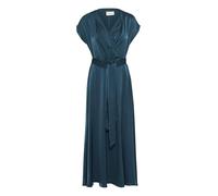 Cream Women's Maxi Dress Formal V-Neck Short Sleeves Tying Belt Ankle Length Vestido, Petrol Blue, 42 para Mujer